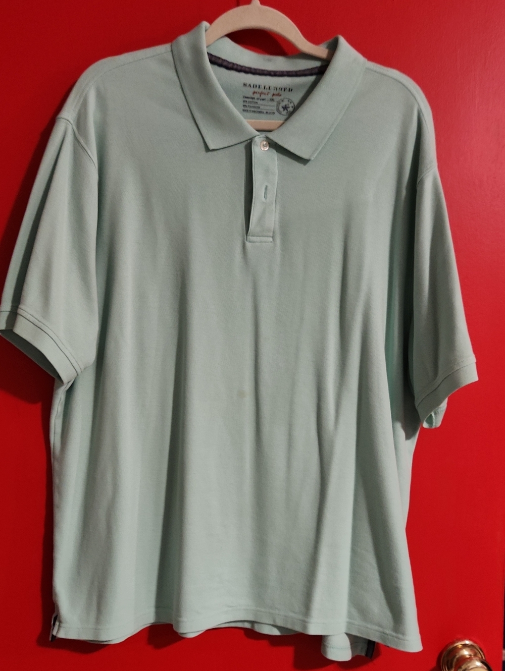 2XL Saddlebred Men's Polo Shirt in Light Mint Green